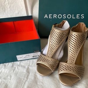 Aerosoles Gold Low Wedge Sandal